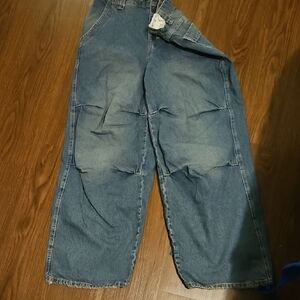 Blue Boyfriend Jeans with Distressed Details